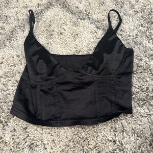 Amazon Black Satin Crop Top